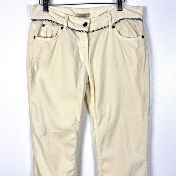 Burberry Low Rise Bootcut Corduroy Pants Sz 6 /8 Nova Check Plaid Y2K Preppy - Picture 1 of 9